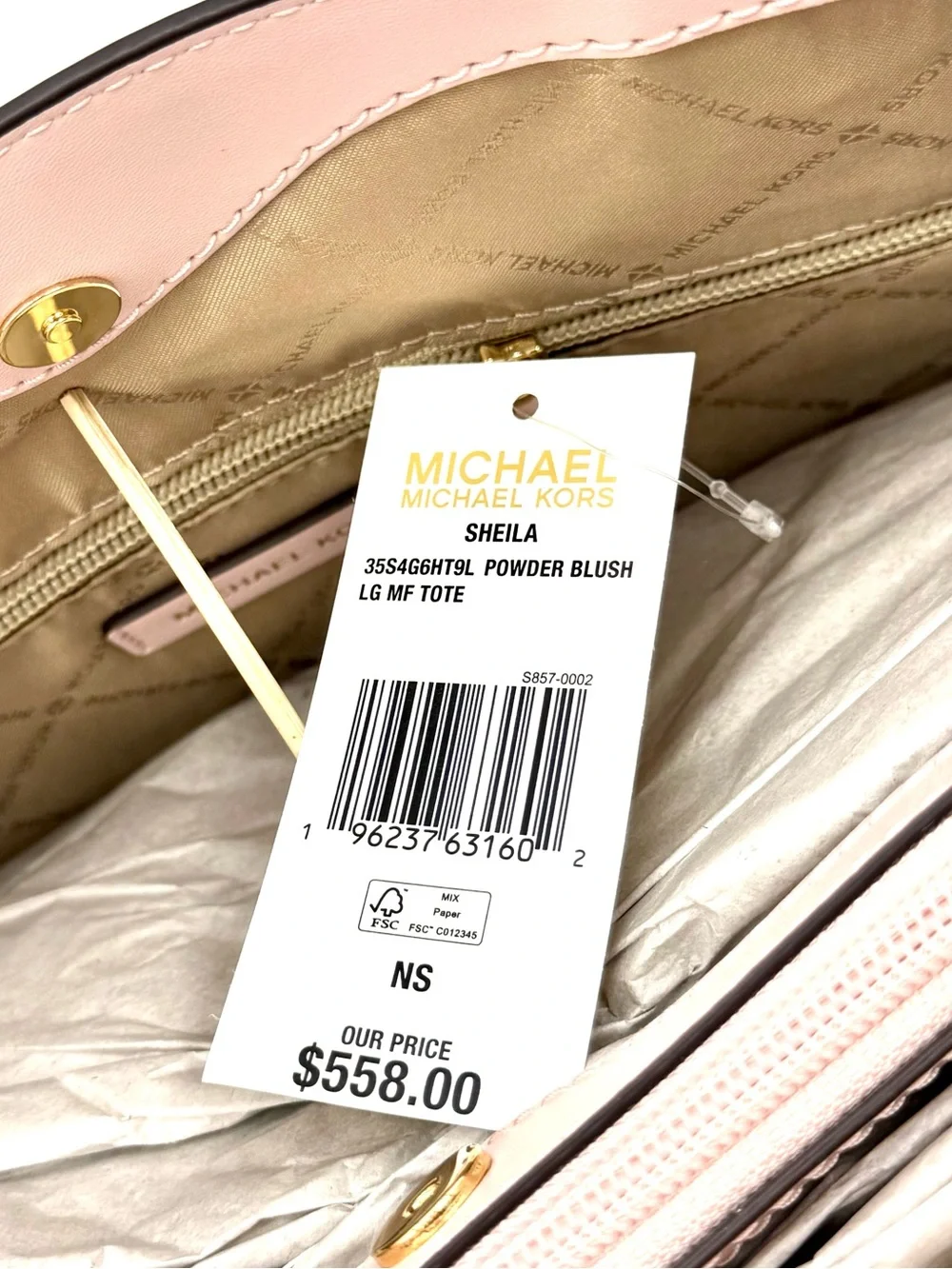 Michael Kors Bag Large Sheila Mf Tote Bag - Powder Blush